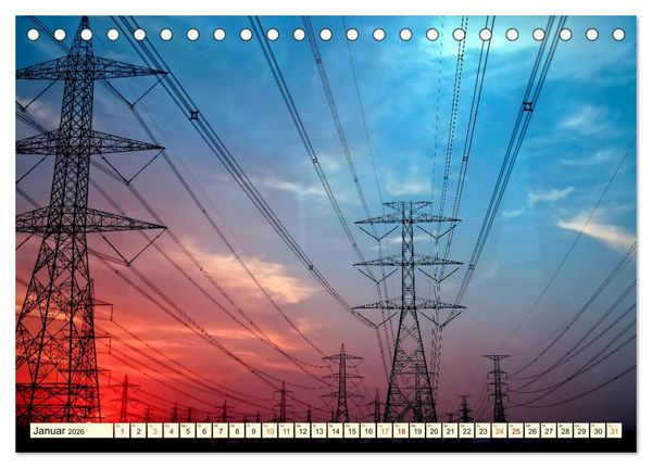 Produktbild: Strommasten - Wege des Stroms (Tischkalender 2026 DIN A5 quer), CALVENDO Monatskalender