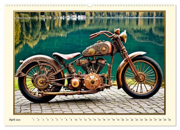 Produktbild: Motorr&auml;der im Steampunk-Style (hochwertiger Premium Wandkalender 2026 DIN A2 quer), Kunstdruck in Hochglanz