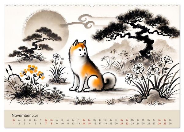 Produktbild: Chinesische Tierkreiszeichen - Kunstvolle KI-Tuschemalerei des Ostens (hochwertiger Premium Wandkalender 2026 DIN A2 quer), Kunstdruck in Hochglanz