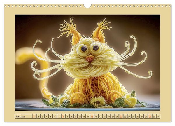 Produktbild: Auf dem Nudelhof. Spaghetti-Tiere zum Schmunzeln (Wandkalender 2026 DIN A3 quer), CALVENDO Monatskalender