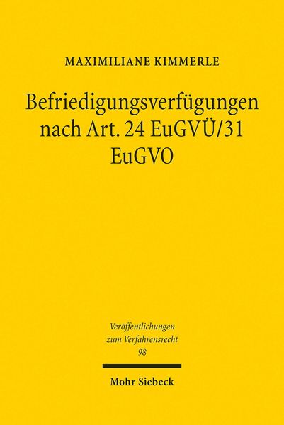 Produktbild: Befriedigungsverf&uuml;gungen nach Art. 24 EuGV&Uuml;/31 EuGVO