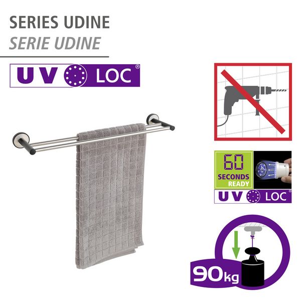 Produktbild: UV-Loc&reg; Badetuchstange Duo Mod. Udine, Befestigen ohne Bohren mit innovativem Klebesystem