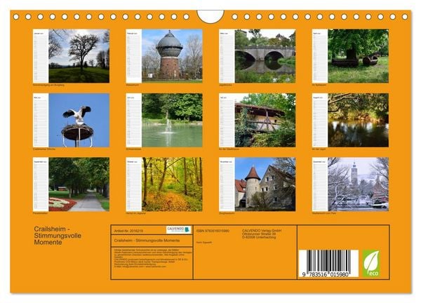 Produktbild: Crailsheim - Stimmungsvolle Momente (Wandkalender 2026 DIN A4 quer), CALVENDO Monatskalender