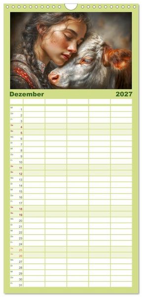 Produktbild: Familienplaner 2027 - Mensch und Tier. Momente voller W&auml;rme, Vertrauen und Respekt mit 5 Spalten (Wandkalender, 21 x 45 cm) CALVENDO