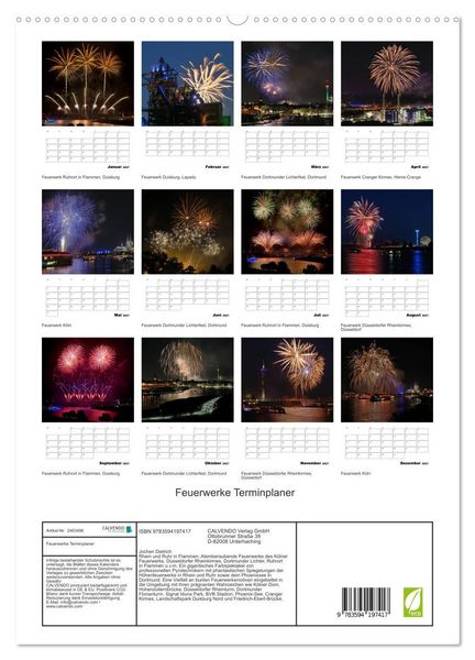 Produktbild: Feuerwerke Terminplaner (hochwertiger Premium Wandkalender 2027 DIN A2 hoch), Kunstdruck in Hochglanz