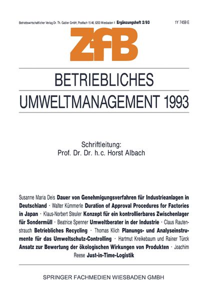 Produktbild: Betriebliches Umweltmanagement 1993