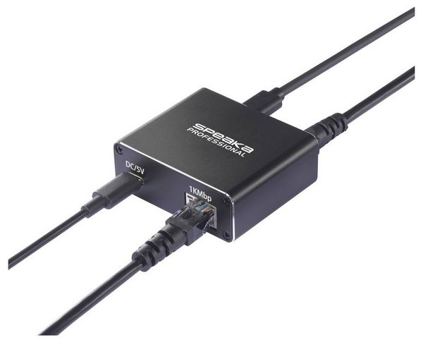 Produktbild: SpeaKa Professional SP-GNS-190 Splitter 1+1 Port RJ45, USB-C&reg; 1 GBit/s USB-Stromversorgung