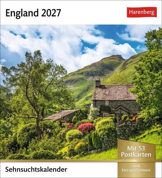 Produktbild: England Sehnsuchtskalender 2027 - Wochenkalender mit 53 Postkarten