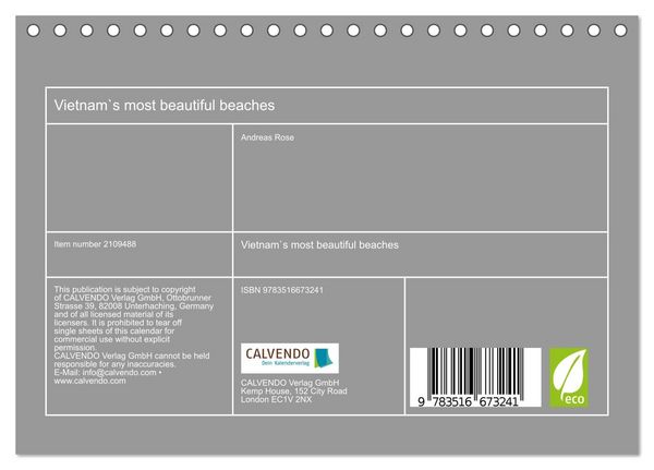 Produktbild: Vietnam`s most beautiful beaches (Desk Calendar 2026 DIN A5 landscape), CALVENDO 12 Month DeskCalendar