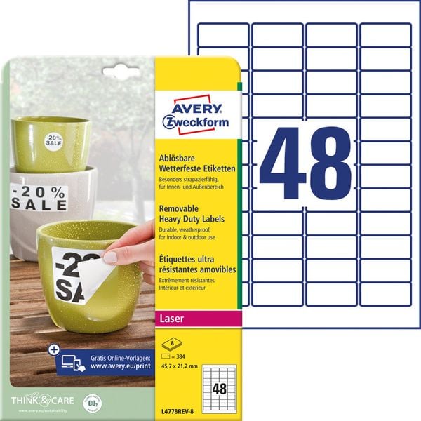 AVERY® ZWECKFORM wetterfeste, wiederablösbare Etiketten