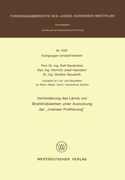 Produktbild: Verminderung des L&auml;rms von Strahltriebwerken unter Ausnutzung der &lsquo;inversen Profilierung&rsquo;