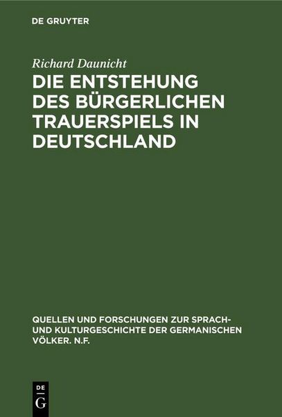 Produktbild: Die Entstehung des b&uuml;rgerlichen Trauerspiels in Deutschland