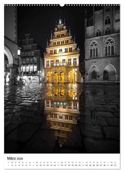 Produktbild: M&uuml;nster - erstrahlt bei Nacht (Wandkalender 2026 DIN A2 hoch), CALVENDO Monatskalender