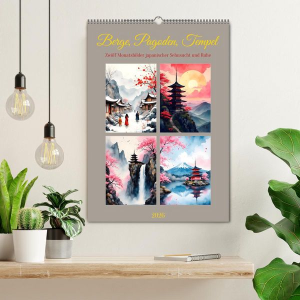Produktbild: Berge, Pagoden, Tempel (Wandkalender 2026 DIN A2 hoch), CALVENDO Monatskalender
