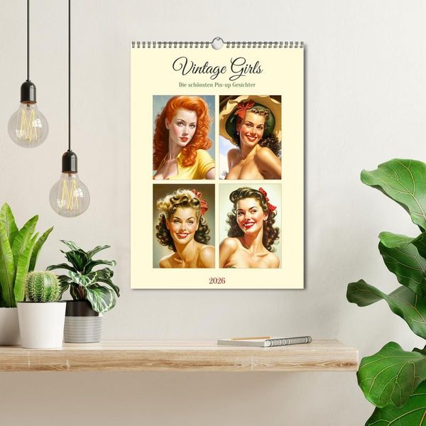 Produktbild: Vintage Girls. Die sch&ouml;nsten Pin-up Gesichter (Wandkalender 2026 DIN A3 hoch), CALVENDO Monatskalender
