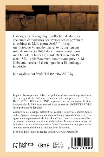 Produktbild: Catalogue de la Magnifique Collection d'Estampes Anciennes Et Modernes Des Diverses &Eacute;coles: Du Cabinet Du Comte Joseph Archinto. Vente, H&ocirc;tel Drouot,