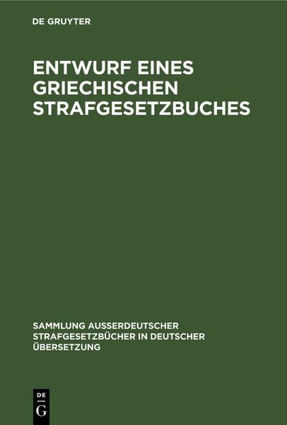 Produktbild: Entwurf eines griechischen Strafgesetzbuches