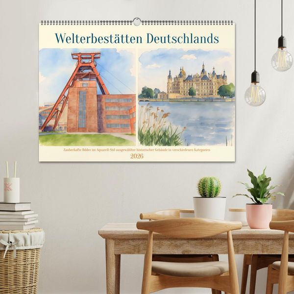 Produktbild: Welterbest&auml;tten Deutschlands (Wandkalender 2026 DIN A2 quer), CALVENDO Monatskalender