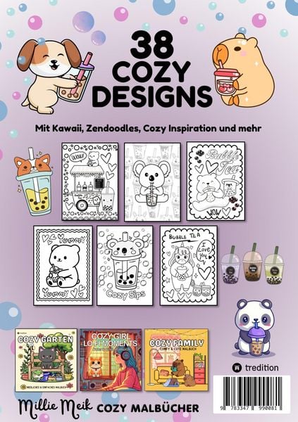 Produktbild: Cozy Malbuch Bubble Tea - S&uuml;&szlig;es Malbuch Cute und Chill Kawaii Tiere Anti-Stress Ausmalbilder