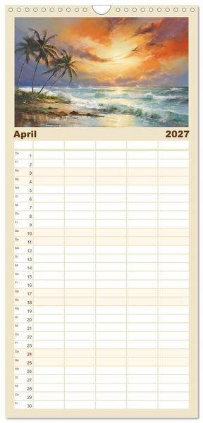 Produktbild: Familienplaner 2027 - Karibisches Flair mit 5 Spalten (Wandkalender, 21 x 45 cm) CALVENDO