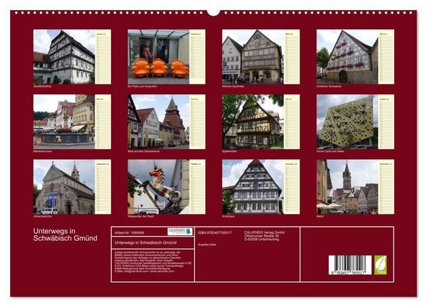 Produktbild: Unterwegs in Schw&auml;bisch Gm&uuml;nd (hochwertiger Premium Wandkalender 2026 DIN A2 quer), Kunstdruck in Hochglanz