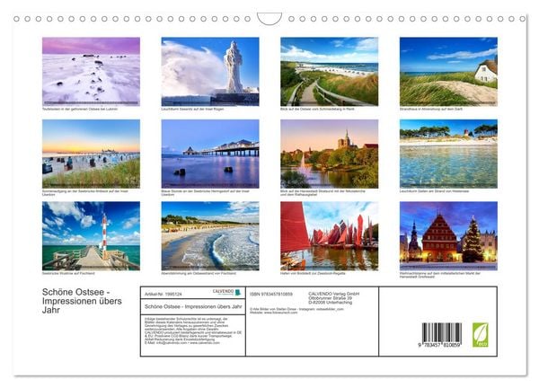 Produktbild: Sch&ouml;ne Ostsee - Impressionen &uuml;bers Jahr (Wandkalender 2026 DIN A3 quer), CALVENDO Monatskalender