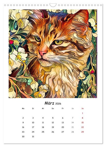 Produktbild: Jugendstil Katzen (Wandkalender 2026 DIN A3 hoch), CALVENDO Monatskalender