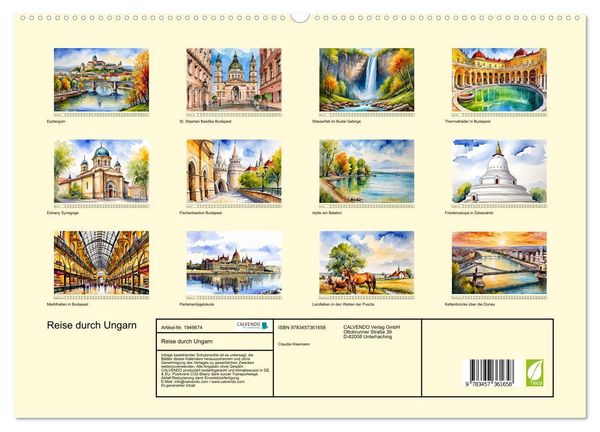 Produktbild: Reise durch Ungarn (hochwertiger Premium Wandkalender 2026 DIN A2 quer), Kunstdruck in Hochglanz