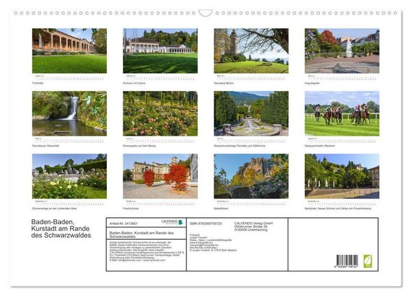 Produktbild: Baden-Baden, Kurstadt am Rande des Schwarzwaldes (Wandkalender 2027 DIN A2 quer), CALVENDO Monatskalender
