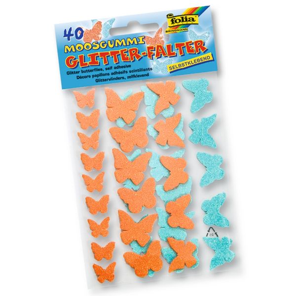 Produktbild: folia Moosgummi Glittersticker Falter 40 St&uuml;ck