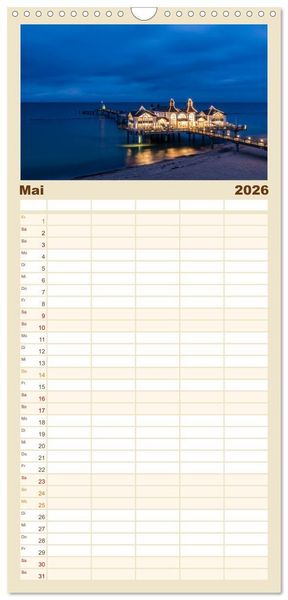 Produktbild: Familienplaner 2026 - OSTSEEK&Uuml;STE Sehnsuchtsorte in Mecklenburg-Vorpommern mit 5 Spalten (Wandkalender, 21 x 45 cm) CALVENDO