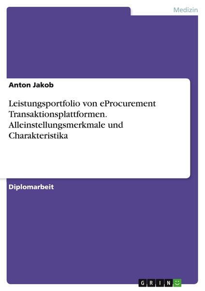Produktbild: Leistungsportfolio von eProcurement Transaktionsplattformen. Alleinstellungsmerkmale und Charakteristika