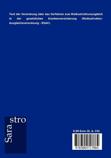 Produktbild: Verordnung &uuml;ber das Verfahren zum Risikostrukturausgleich in der gesetzlichen Krankenversicherung (Risikostruktur-Ausgleichsverordnung - RSAV)