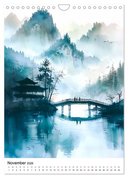 Produktbild: China in Wasserfarben - Idyllische Reise durch Traumlandschaften (Wandkalender 2026 DIN A4 hoch), CALVENDO Monatskalender