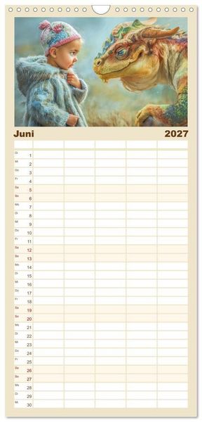 Produktbild: Familienplaner 2027 - Ewige Drachenliebe - Eine zeitlose Faszination mit 5 Spalten (Wandkalender, 21 x 45 cm) CALVENDO