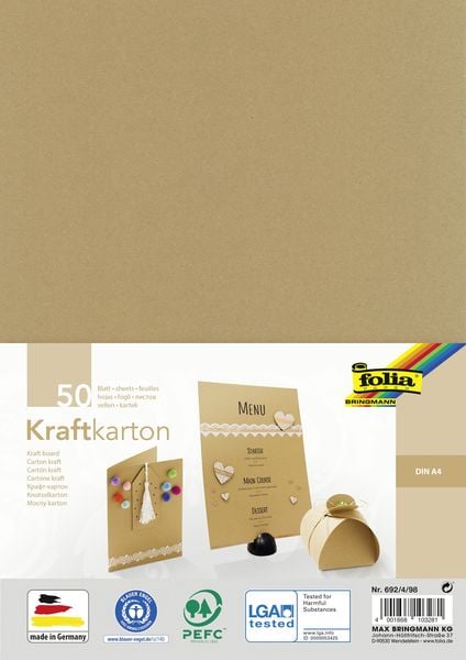 Folia Kraftkarton 230g/m² DIN A4, 50 Blatt