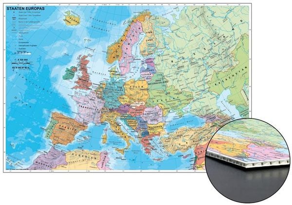 Produktbild: Staaten Europas zum Pinnen auf Wabenplatte, Planokarte