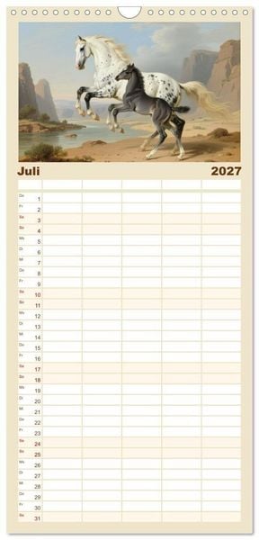 Produktbild: Familienplaner 2027 - Pferdegem&auml;lde, inspiriert von den Alten Meistern mit 5 Spalten (Wandkalender, 21 x 45 cm) CALVENDO