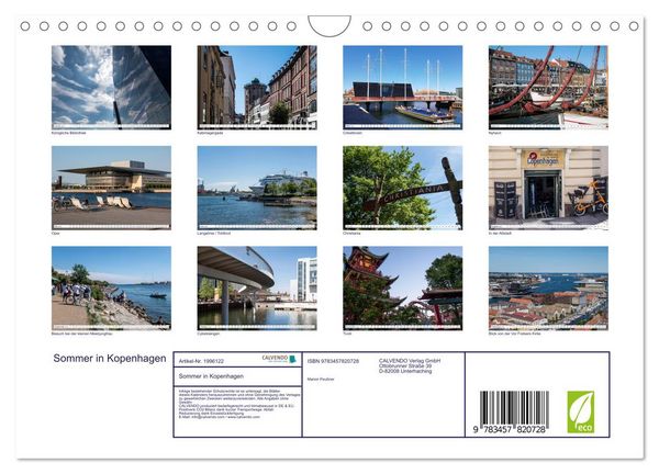 Produktbild: Sommer in Kopenhagen (Wandkalender 2026 DIN A4 quer), CALVENDO Monatskalender