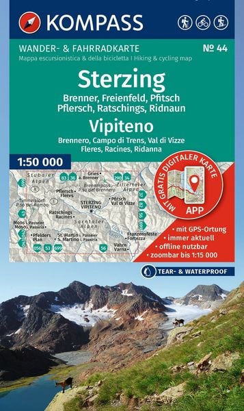 Produktbild: KOMPASS Wanderkarte 44 Sterzing / Vipiteno 1:50.000