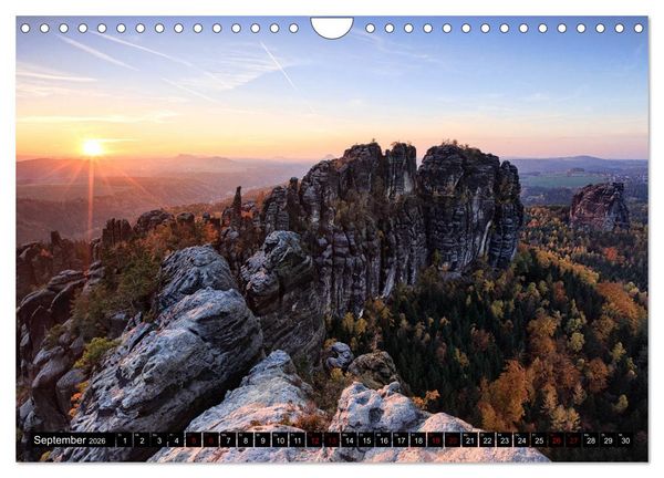 Produktbild: Elbsandsteingebirge: Unterwegs in der S&auml;chsischen und B&ouml;hmischen Schweiz (Wandkalender 2026 DIN A4 quer), CALVENDO Monatskalender