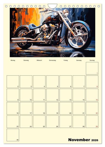 Produktbild: Custom Motorcycle Paintings (Wandkalender 2026 DIN A4 hoch), CALVENDO Monatskalender