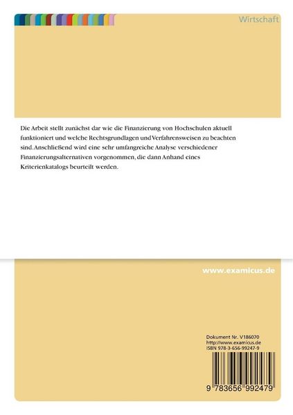 Produktbild: Alternativen der Hochschulfinanzierung im kritischen Vergleich