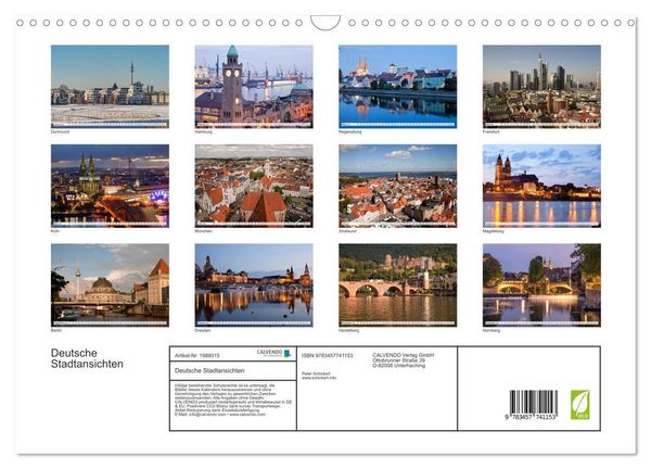 Produktbild: Deutsche Stadtansichten (Wandkalender 2026 DIN A3 quer), CALVENDO Monatskalender