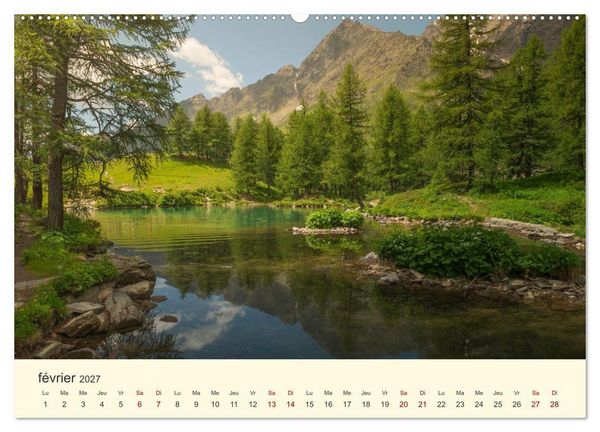 Produktbild: Montagnes, lacs et chalets dans la vall&eacute;e d'Aoste (Calendrier mural 2027 DIN A2 vertical) calendrier de bureau