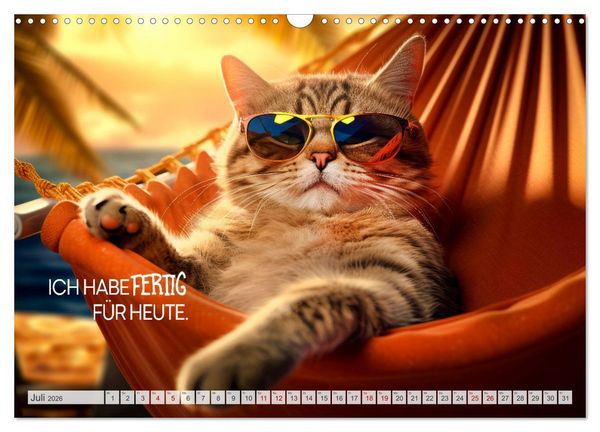 Produktbild: S&uuml;&szlig;e Katzen und coole Spr&uuml;che (Wandkalender 2026 DIN A3 quer), CALVENDO Monatskalender