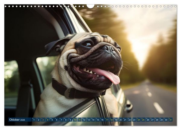 Produktbild: Lustige Mops-Hunde: Die charmanten Meister von Chaos und Unfug (Wandkalender 2026 DIN A3 quer), CALVENDO Monatskalender