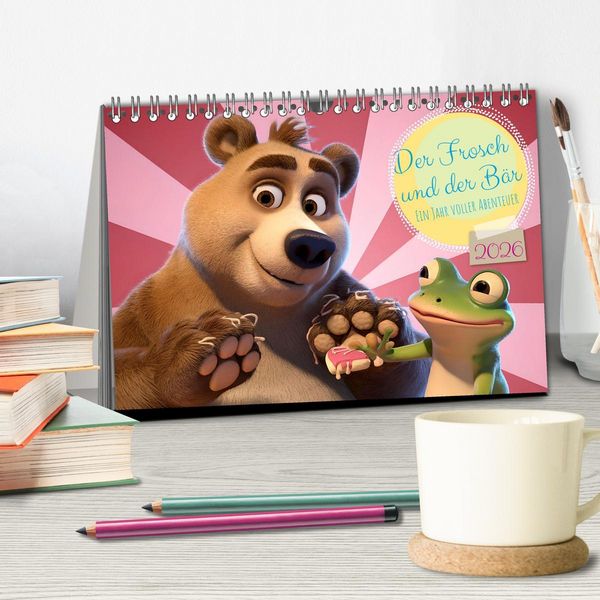 Produktbild: Der Frosch und der B&auml;r - Ein Jahr voller Abenteuer (Tischkalender 2026 DIN A5 quer), CALVENDO Monatskalender