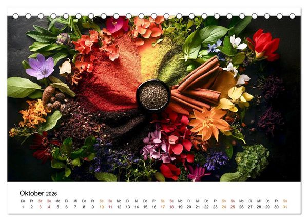 Produktbild: K&uuml;chenkalender Gew&uuml;rzwelt (Tischkalender 2026 DIN A5 quer), CALVENDO Monatskalender