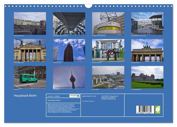 Produktbild: Hauptstadt Berlin (Wandkalender 2026 DIN A3 quer), CALVENDO Monatskalender